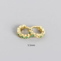 5.5mm gold sterling silver ear cuff earrings with micro-paved green zircon gemstones - 925 Silver / 5.5mm Gold Green Stone
