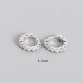 Silver S925 sterling silver ear cuff with 6.5mm cubic zirconia stones in minimalist design - 925 Silver / 6.5mm White Gold White Stone