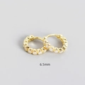 S925 sterling silver gold plated 6.5mm geometric hoop earrings with clear zircon stones - 925 Silver / 6.5mm Gold White Stone