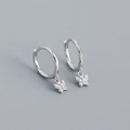 Pendientes de aro de mariposa en plata S925 con micro pavé de circonitas brillantes - Platino (Diamante de Imitación Blanco)
