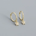 Pendientes de aro en plata S925 con dijes de mariposa en oro 18K y cristales - Dorado (Diamante de Imitación Blanco)