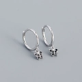 Pendientes de aro en plata S925 con colgantes de mariposa y pavé de circonitas negras - Platino (Diamante de Imitación Negro)