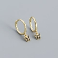 Elegantes pendientes de aro dorados con colgantes de mariposa y circonitas negras de pavé - Dorado (Diamante de Imitación Negro)