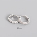 S925 sterling silver geometric hoop earrings with 8.5mm diameter and white zircons - 925 Silver / 8.5mm White Gold White Stone