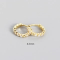 S925 sterling silver hoop earrings with gold finish and 8.5mm pave zircon inlay - 925 Silver / 8.5mm Gold White Stone