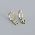 Elegant 18K gold hoop earrings with green zircon butterfly pendants for women - Gold (Green Rhinestone)