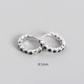 S925 sterling silver 8.5mm small hoop earrings with pavé black cubic zirconia stones - 925 Silver / 8.5mm White Gold Black Stone