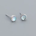 Orecchini a perno minimalisti in argento S925 con intarsio in opale scintillante - Pietra di luna
