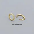 Minimalist 925 sterling silver 6mm inner diameter gold-plated hinged hoop earrings - 925 Silver / Golden (6mm)