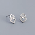 Minimalistische S925 zilveren vierkante oorknopjes met geometrisch ontwerp in zilver - 925 zilver / Witgoud