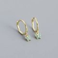 Gold s925 silver butterfly hoop earrings with turquoise accents for women - Gold (Turquoise Stone)