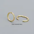 Minimalist s925 sterling silver geometric 8mm gold round hoop earrings for women - 925 Silver / Golden (8mm)