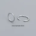 S925 sterling silver geometric hoop earrings with 8mm inner diameter and seamless clasp - 925 Silver / Platinum Silver (8mm)