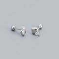 Orecchini a lobo minimalisti in argento S925 a forma di cuore con zircone brillante - Argento 925 / Oro Bianco