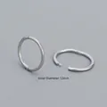 Minimalist S925 sterling silver hoop earrings with 12mm inner diameter and polished finish - 925 Silver / Platinum Silver (12mm)