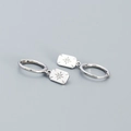 Pendientes de aro en plata S925 con colgante rectangular de estrella y circón brillante - Plata 925 / Oro Blanco