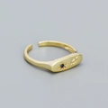 Minimalist S925 silver open ring in gold with star-set blue and white zircons - Adjustable Open / Gold
