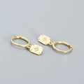 Pendientes de aro en plata S925 bañada en oro de 18K con colgante de estrella grabado - Plata 925 / Dorado