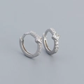 S925 sterling silver hoop earrings with square cubic zirconia and pave setting - Platinum (Square Stone)