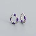 Orecchini a cerchio a spirale in argento S925 con finitura in smalto viola scuro - Argento 925 / Platino (Viola)