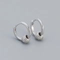 S925 sterling silver hoop earrings with rotating white zircon-studded beads for women - 925 Silver / Platinum (White Stone)
