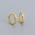 Exquisite gold-plated S925 silver huggie earrings with oval cubic zirconia stones - Gold (Oval Stone)