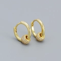 Minimalist gold-plated s925 silver huggie earrings with a sparkling pavé zircon bead - 925 Silver / Golden (White Stone)