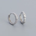S925 sterling silver huggie earrings with rectangular and round cubic zirconia stones - Platinum (Rectangular Stone)