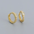 Elegant gold S925 silver huggie earrings with baguette and round cubic zirconia stones - Gold (Rectangular Stone)