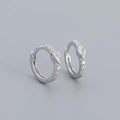 S925 sterling silver earring hoop featuring a pear-shaped main stone and clear zircons - Platinum (Water Drop Stone)