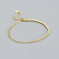 Bracciale retrò in argento s925 dorato con catena di zirconi e ciondolo a cuore - Argento 925 / Oro (Pietra Bianca)
