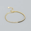 Bracciale retrò in argento S925 dorato con zirconi neri e ciondolo a forma di cuore - Argento 925 / Oro (Pietra Negra)