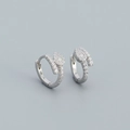 S925 Sterling Silber Schlangen Creolen mit schimmernden Pavé Zirkonia Steinen - Weißgold