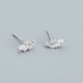 Eleganti orecchini a lobo a foglia in argento S925 con brillanti zirconi cubici - Argento 925 / Oro Bianco