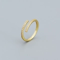 Minimalist s925 silver geometric open ring in golden finish with micro-set zircons - Adjustable Open / Gold