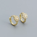 Eleganti orecchini a girasole dorati con cristalli bianchi e chiusura a cerchio - Argento 925 / Oro