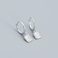 Elegantes pendientes s925 plata con colgantes de estrella cuadrados y piedras circón - Platino (Piedra Blanca)