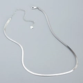 Collana a catena a serpente piatta in argento sterling S925 con ciondolo a cuore - Argento 925 / Oro Bianco