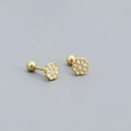 Minimalist daisy earrings in gold and white enamel with secure screw ball back - 925 Silver / Gold Plated (White)