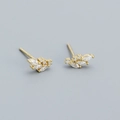 Eleganti orecchini a foglia in argento S925 dorato con zirconi brillanti dal taglio marquise - Argento 925 / Oro