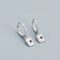 Pendientes de aro en plata 925 con colgantes de estrella y circonita negra - Oro Blanco (Piedra Negra)