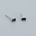 Minimalist S925 silver stud earrings featuring rectangular black gems and white zircon - 925 Silver / White Gold (Black Stone)