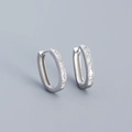 S925 sterling zilveren U-vormige creolen met kanaalgezette heldere rechthoekige zirkoon - 925 zilver / Platina (Witte Steen)