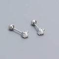 Orecchini a perno minimalisti in argento S925 con perle bianche e chiusura a vite - Argento 925 / Oro Bianco