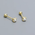 Orecchini a perno in argento S925 dorato con perla e chiusura a vite sferica sicura - Argento 925 / Oro