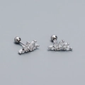 Silver S925 crown helix stud earring with marquise cut cubic zirconia stones - 925 Silver / White Gold