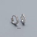 S925 sterling silver wave-shaped hoop earrings with 6mm diameter and pavé zircon stones - 925 Silver / 6mm White Gold