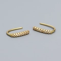 Minimalistische vergoldete S925 Silber J-Haken Ohrringe mit funkelnden Zirkonia Steinen - 925er Silber / Gold