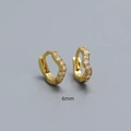 6mm gold wave S925 sterling silver hoop earrings with pavé set zircon stones - 925 Silver / 6mm Gold