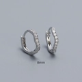 8mm S925 sterling silver wave hoop earrings with white zircon inlays for women - 925 Silver / 8mm White Gold